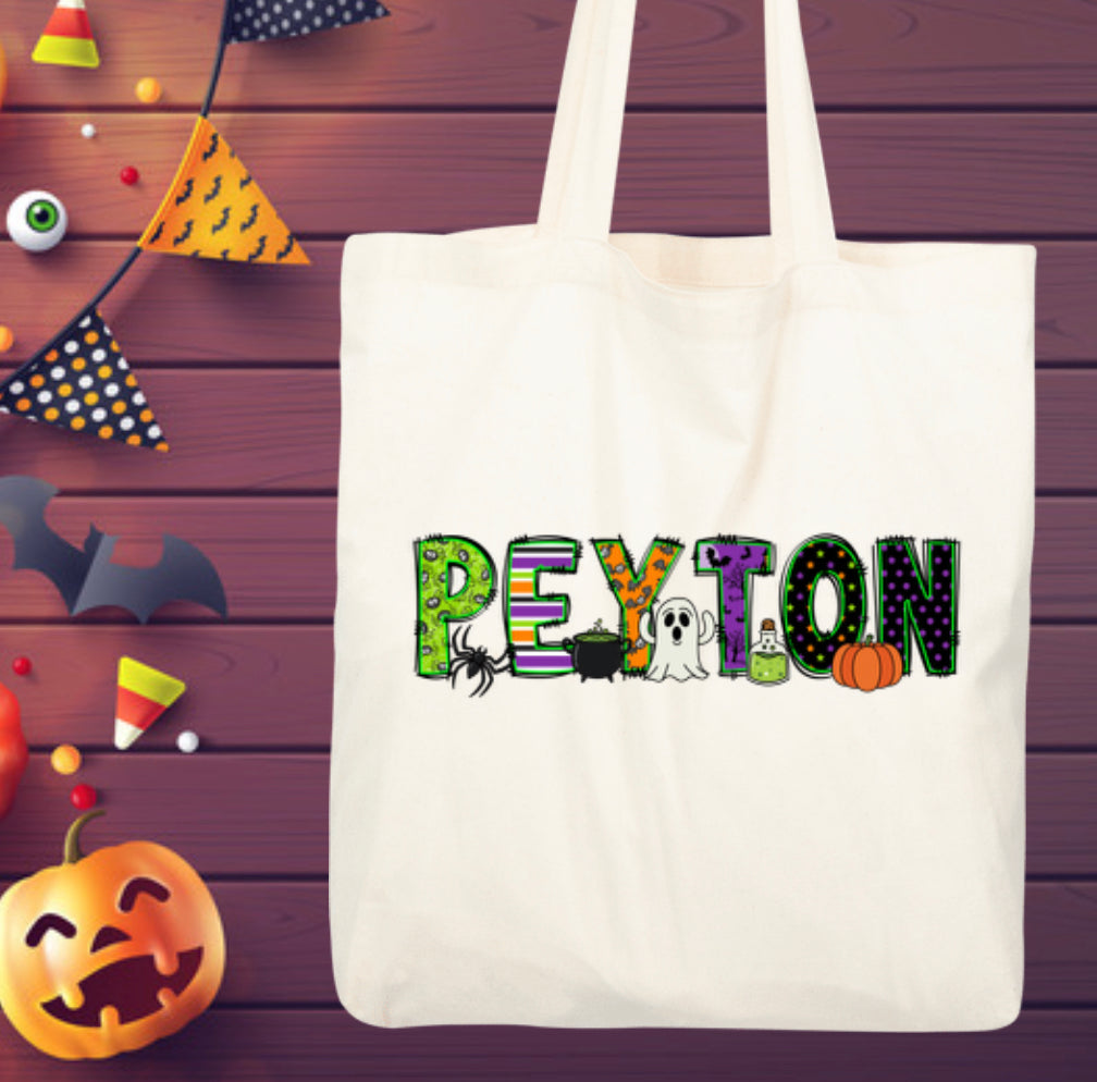 Trick or Treat Halloween Tote with Name